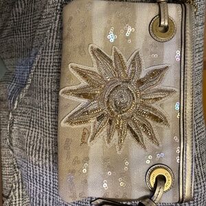 BNWOT RARE Coach Audrey Sun Motif Sequin Zip Top Large Wristlet